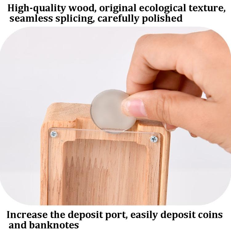 Wooden English Alphabet Piggy Bank Transparent Acrylic Piggy Bank(D) by buy2fix