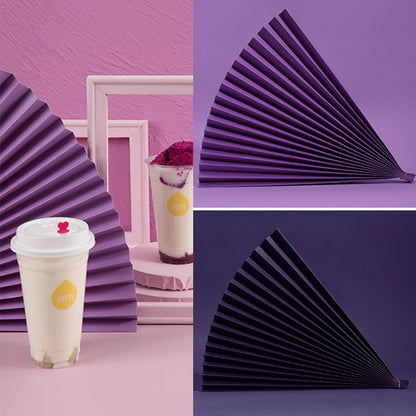 69x39cm Photo Props Hard Cardboard Folding Fan Photography Background Folded Paper(08 Dark Blue) - Paper Cut Props by buy2fix | Online Shopping UK | buy2fix