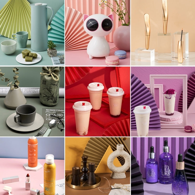 69x39cm Photo Props Hard Cardboard Folding Fan Photography Background Folded Paper(06 Carbon Black) - Paper Cut Props by buy2fix | Online Shopping UK | buy2fix