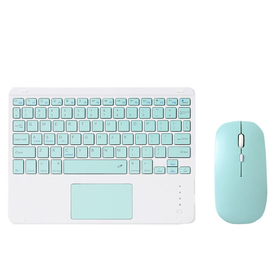 871 9.7 Inch Portable Tablet Bluetooth Keyboard With Touchpad + Mouse Set for iPad(Mint Green + Mouse)
