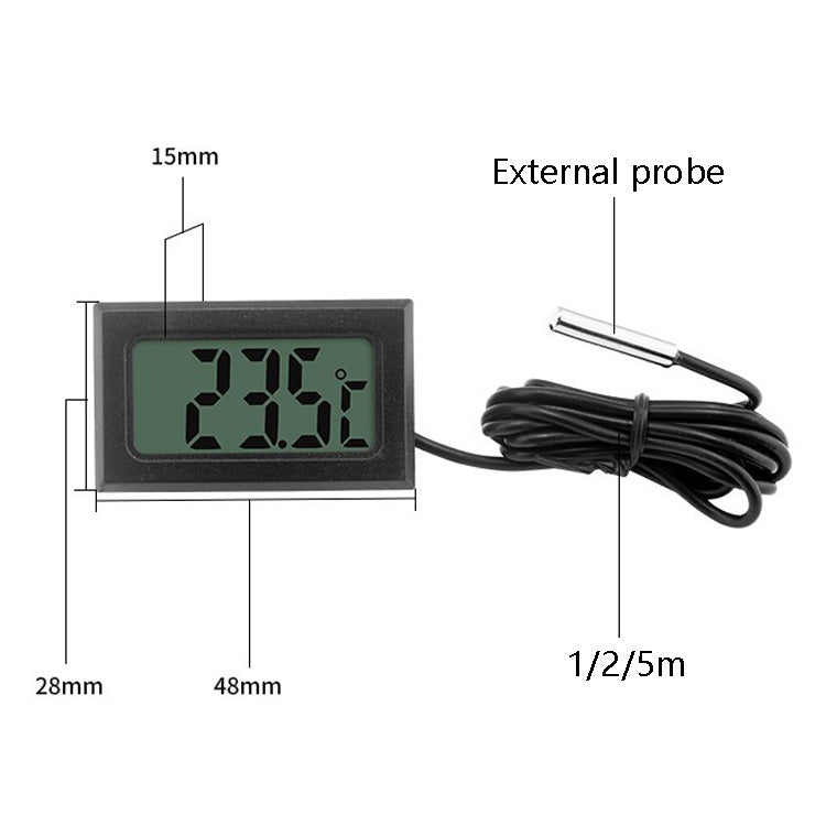 Fish Tank Digital Thermometer Waterproof Probe Electronic Measuring Thermometer, Line Length: 1m (Black) - Thermometer by buy2fix | Online Shopping UK | buy2fix