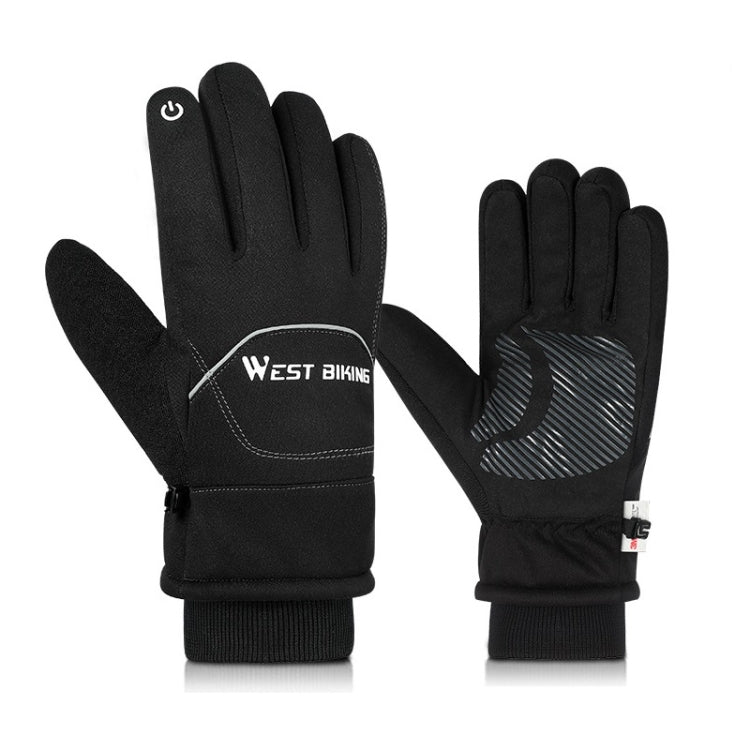 WEST BIKING YP0211221 Winter Warm Fleece Riding Gloves Non-Slip Waterproof Touch Screen Gloves, Size: M(Black) - Cycling Gloves by WEST BIKING | Online Shopping UK | buy2fix