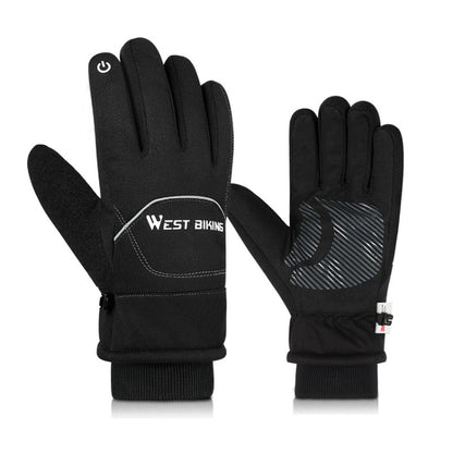 WEST BIKING YP0211221 Winter Warm Fleece Riding Gloves Non-Slip Waterproof Touch Screen Gloves, Size: M(Black) - Cycling Gloves by WEST BIKING | Online Shopping UK | buy2fix