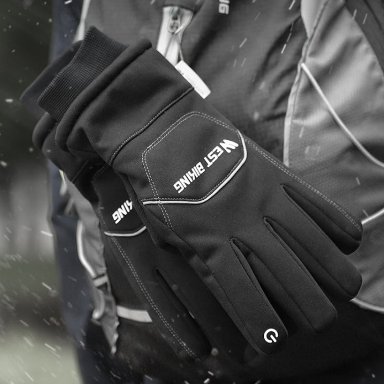 WEST BIKING YP0211221 Winter Warm Fleece Riding Gloves Non-Slip Waterproof Touch Screen Gloves, Size: M(Black) - Cycling Gloves by WEST BIKING | Online Shopping UK | buy2fix