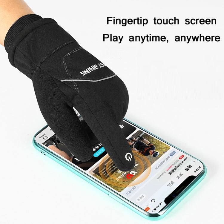 WEST BIKING YP0211221 Winter Warm Fleece Riding Gloves Non-Slip Waterproof Touch Screen Gloves, Size: XL(Black) - Cycling Gloves by WEST BIKING | Online Shopping UK | buy2fix