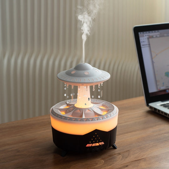 UFO Water Drop Aromatherapy Humidifier Desktop Remote Control Diffuser, Plug: EU Plug(Black)