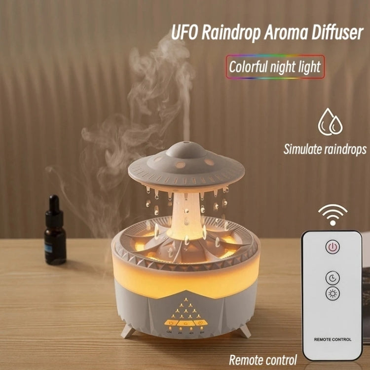 UFO Water Drop Aromatherapy Humidifier Desktop Remote Control Diffuser, Plug: US Plug(Black) - Air Purifiers & Accessories by buy2fix | Online Shopping UK | buy2fix