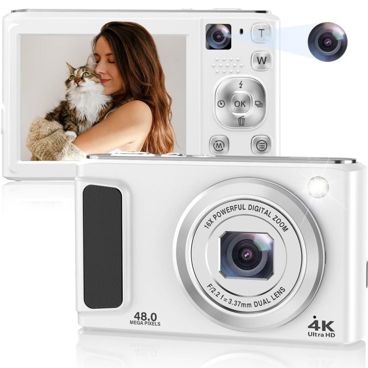 DC308 2.8-Inch 4K HD Front And Rear Dual-Camera 16X Zoom Digital Camera US Plug(White) - Children Cameras by buy2fix | Online Shopping UK | buy2fix