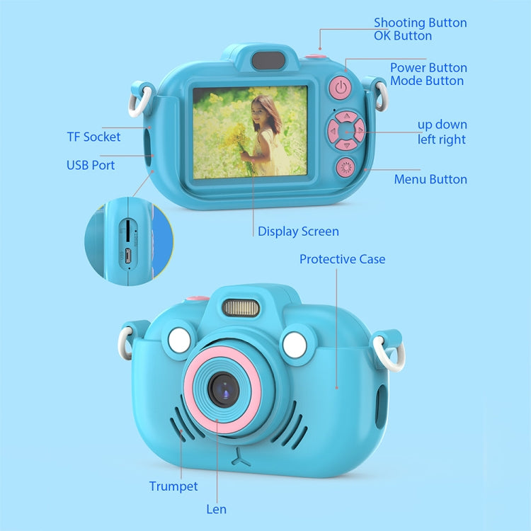 DC502 2.4-Inch 16X Zoom 2.7K Video Recording Children Digital Camera, Color: Blue + 32G(UK Plug) - Children Cameras by buy2fix | Online Shopping UK | buy2fix