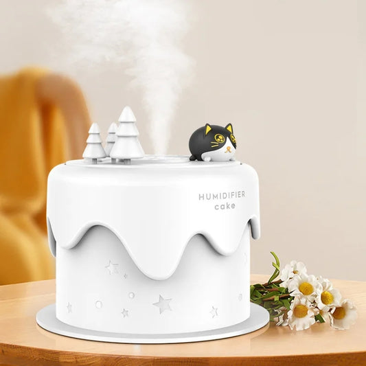 M328 Battery Type Mini Desktop Night Light Cartoon Cake Silent Spray Humidifier(White) - Air Purifiers & Accessories by buy2fix | Online Shopping UK | buy2fix