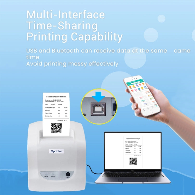 Xprinter XP-D58IIIL 57mm Thermal Label Printer Bill Cashing Printer, Spec: USB(UK Plug) - Printer by Xprinter | Online Shopping UK | buy2fix