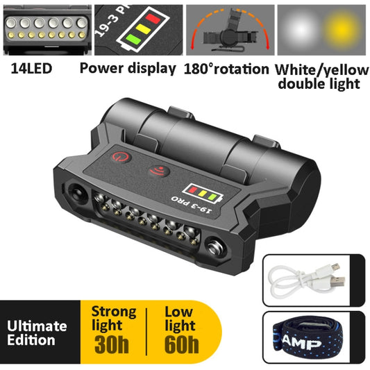 Fishing Headlight Induction Night Fishing Clip Cap Lamp Head-Wearing Small Super Bright Light Rechargeable Cap Clip Lamp,Style: Ultimate Edition (Black) by buy2fix