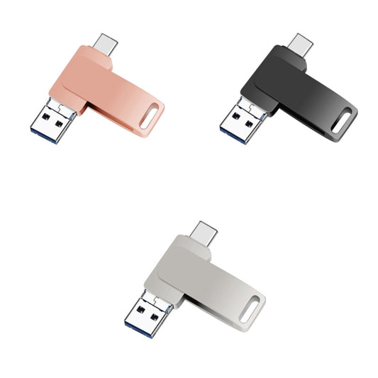 16 GB USB 3.0 + 8 Pin + USB-C / Type-C 3 in 1 Phone Computer Metal Rotatable U-Disk(Silver Gray) by buy2fix