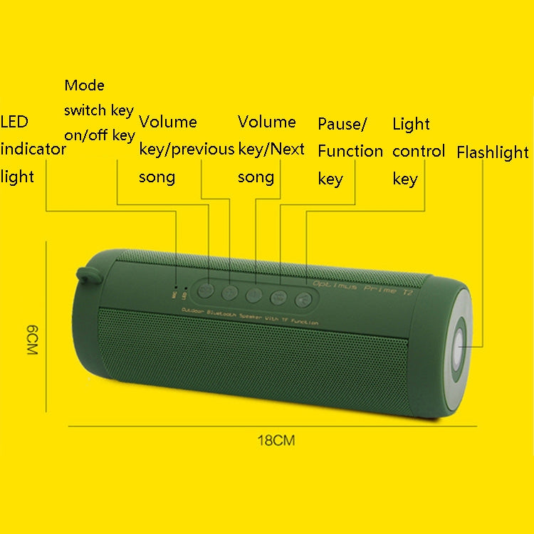 T2 Car Cylindrical Small Speaker with Flashlight Desktop Bluetooth 4.0 Wireless Speaker(Green) - Desktop Speaker by buy2fix | Online Shopping UK | buy2fix