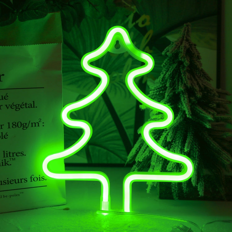 Christmas Decoration Neon Lights Wall-Mounted Ornaments, Spec: Tree-Green Light by buy2fix