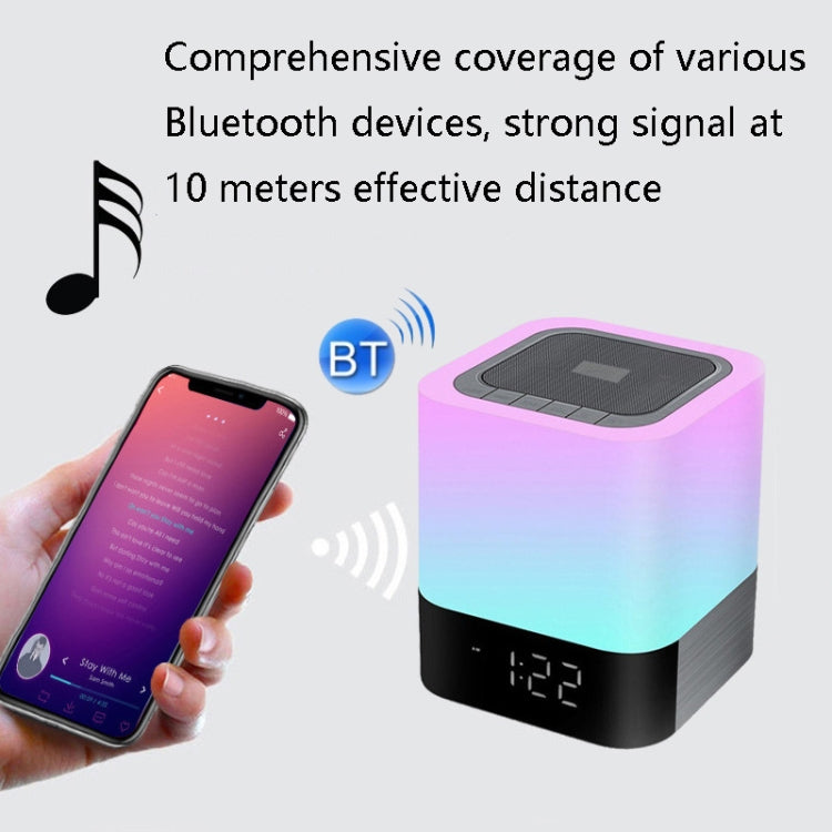 MUSKY Wireless Bluetooth Speaker Bedside Alarm Clock Touch Sensor Night Lamp Mini Speaker(Colorful Light) - Desktop Speaker by buy2fix | Online Shopping UK | buy2fix
