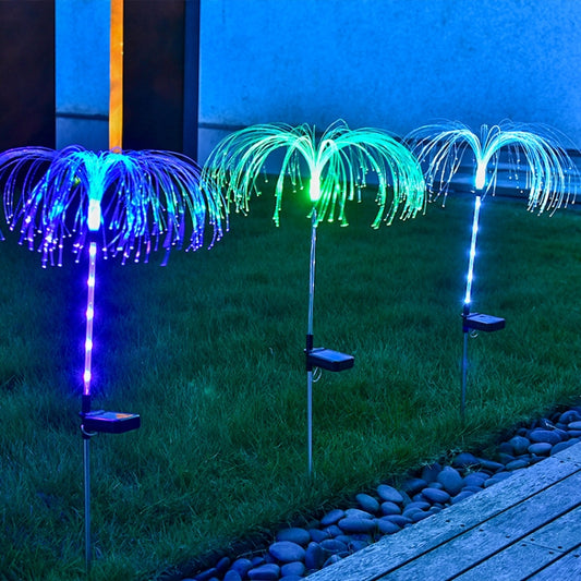 Solar Fiber Optic Jellyfish Lamp Lawn Ground Plug LED Lamp Outdoor Garden Decoration Lamp(Colorful Light) - Solar Lights by buy2fix | Online Shopping UK | buy2fix