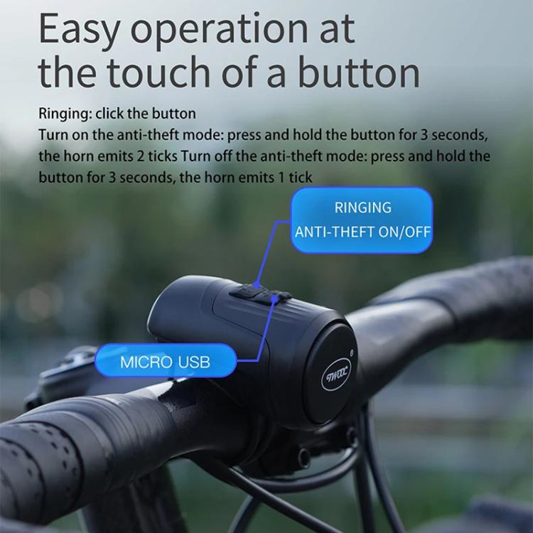 CYCLINGBOX BG-1903 Bike Alarm Anti-Theft Electric Horn 125dB USB Charging Bell(Black) by CYCLINGBOX
