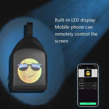 Outdoor LED Display Crossbody Bag Personality USB Bluetooth Small Bag, Size: 7 inch(Black) - Crossbody Bags by buy2fix | Online Shopping UK | buy2fix