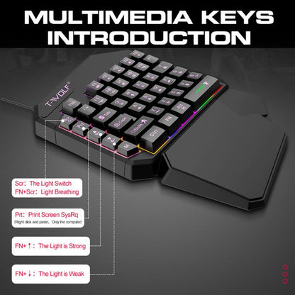 T-WOLF Mobile Gaming One-Handed Keyboard，Specification： T19 Keyboard by T-WOLF
