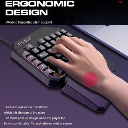 T-WOLF Mobile Gaming One-Handed Keyboard，Specification： T19 Keyboard by T-WOLF