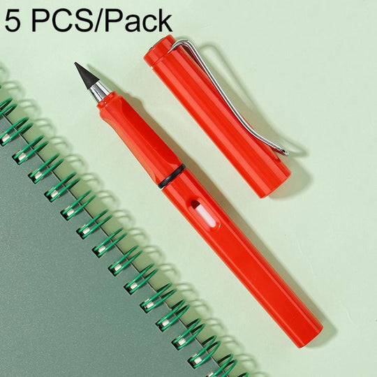 5 PCS No Ink No Need To Sharpen Drawing Sketch Pen Not Easy To Break Erasable HB Writing Pencil(Red)