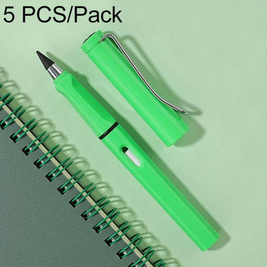 5 PCS No Ink No Need To Sharpen Drawing Sketch Pen Not Easy To Break Erasable HB Writing Pencil(Green)