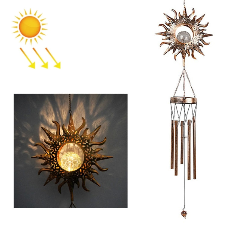 Solar Suspending Iron Wind Chime Lamp(Sun) - Solar Lights by buy2fix | Online Shopping UK | buy2fix