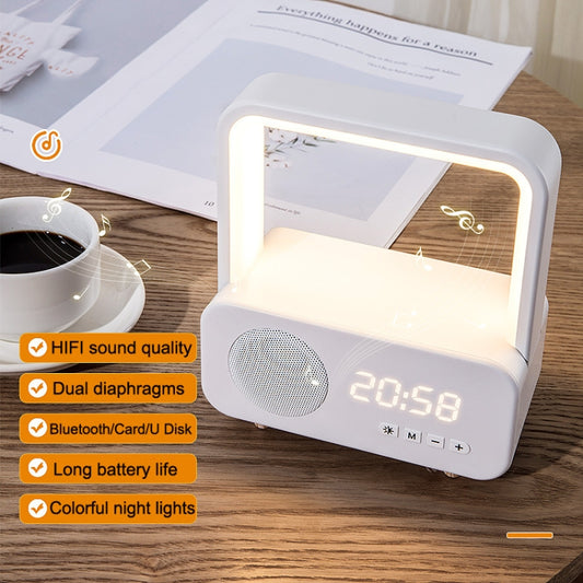 WH-J08 Home Portable Mini Bluetooth Speaker with Night Light Clock Style - Desktop Speaker by buy2fix | Online Shopping UK | buy2fix