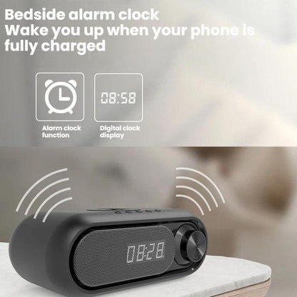 Wireless Charging Bluetooth Speaker Desktop LED Clock(Metallic Gray 15W) - Desktop Speaker by buy2fix | Online Shopping UK | buy2fix