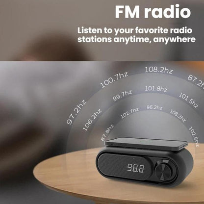 Wireless Charging Bluetooth Speaker Desktop LED Clock(Metallic Gray 5W) - Desktop Speaker by buy2fix | Online Shopping UK | buy2fix