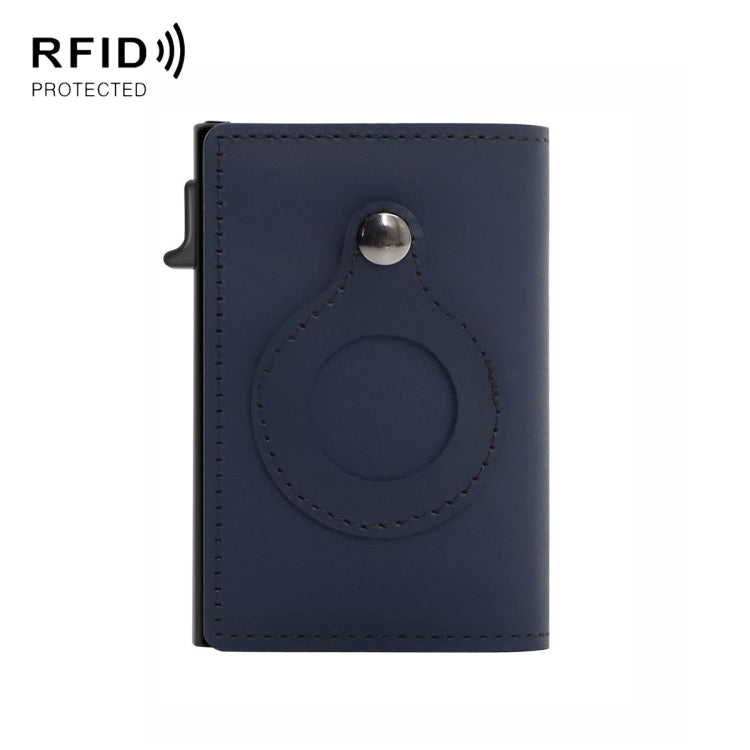 Anti-Theft Positioning Wallet Men Card Holder Mini Wallets For Airtag(Cowhide Blue) - Wallet Series by buy2fix | Online Shopping UK | buy2fix