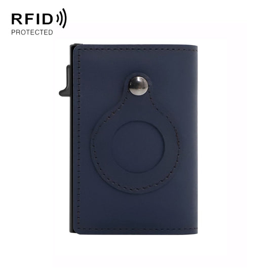 Anti-Theft Positioning Wallet Men Card Holder Mini Wallets For Airtag(Cowhide Blue) - Wallet Series by buy2fix | Online Shopping UK | buy2fix