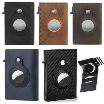 Anti-Theft Positioning Wallet Men Card Holder Mini Wallets For Airtag(Cowhide Carbon Fiber) - Wallet Series by buy2fix | Online Shopping UK | buy2fix