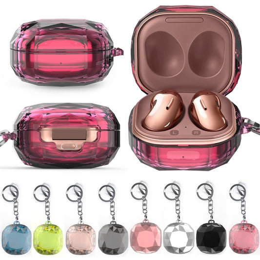 PC Diamond Pattern Earphone Protective Case For Samsung Galaxy Buds Live / Buds 2 / Buds Pro(Transparent Pink) by buy2fix