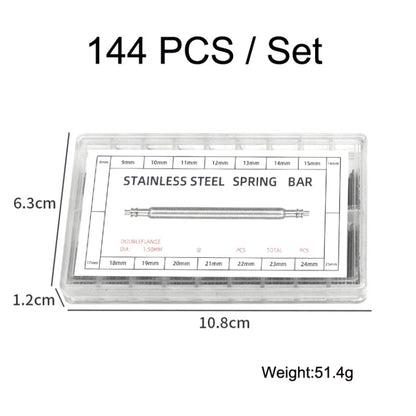 144 PCS / Set 8-25mm Strap Connecting Shaft Stainless Steel Watch Spring Bar - Watch Parts & Tools by buy2fix | Online Shopping UK | buy2fix