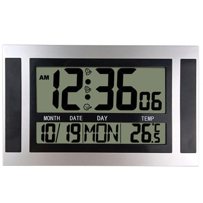 Large Screen LCD Wall Clock Minimalist Electronic Alarm Clock(Silver+Black) by buy2fix