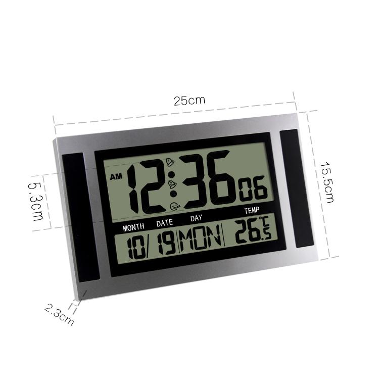 Large Screen LCD Wall Clock Minimalist Electronic Alarm Clock(Silver+Black) by buy2fix