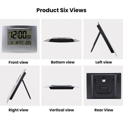 Home Big Screen Display Digital Electronic Wall Clock Living Room Temperature Clock(Silver) by buy2fix