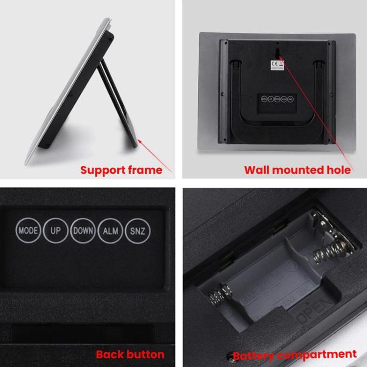 Home Big Screen Display Digital Electronic Wall Clock Living Room Temperature Clock(Silver) by buy2fix