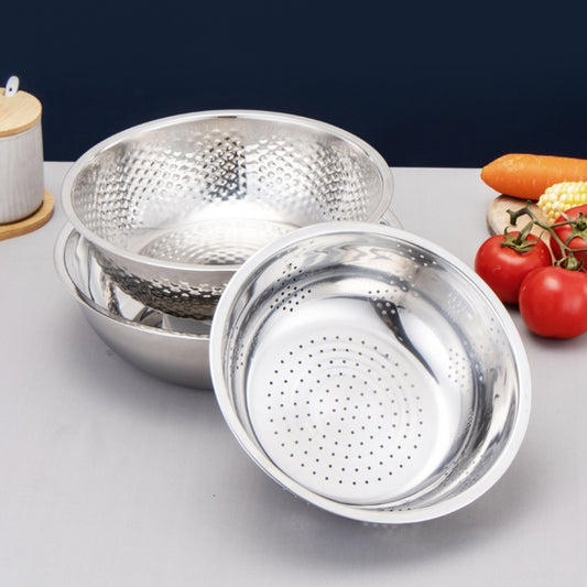 3 PCS / Set SiGang Stainless Steel Rice Washing and Vegetable Draining Basin(24cm+26cm+28cm) by buy2fix