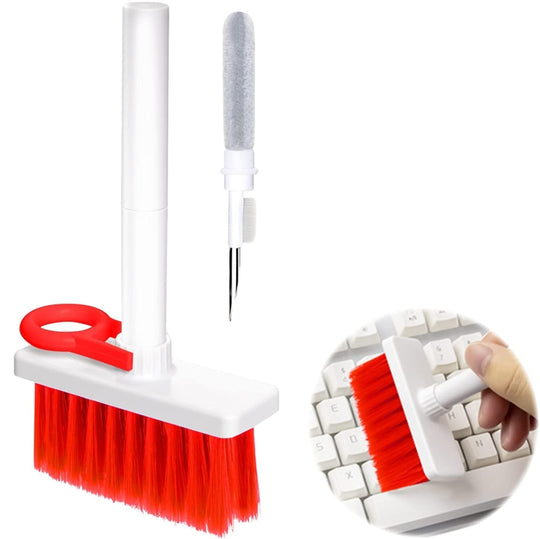 2 PCS 5 In 1 Earbud Cleaning Pen + Keyboard Cleaning Brush + Key Cap Puller(Red White)