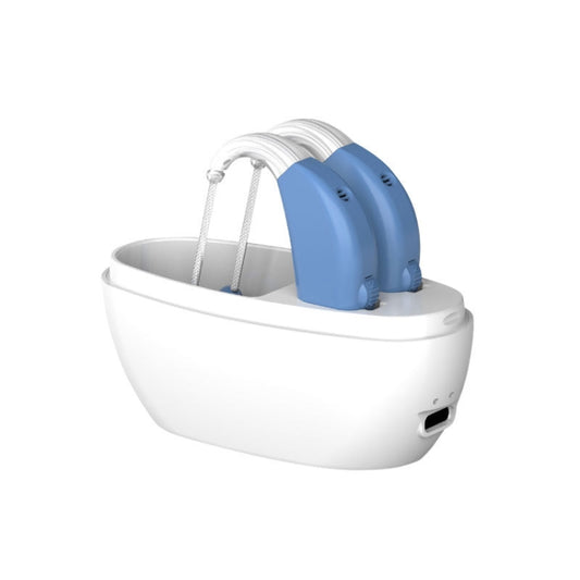 Elderly Use Can Charge Sound Amplifier Hearing Aid, Specification: US Plug(Blue Double Machine+White Charging Bin) by buy2fix