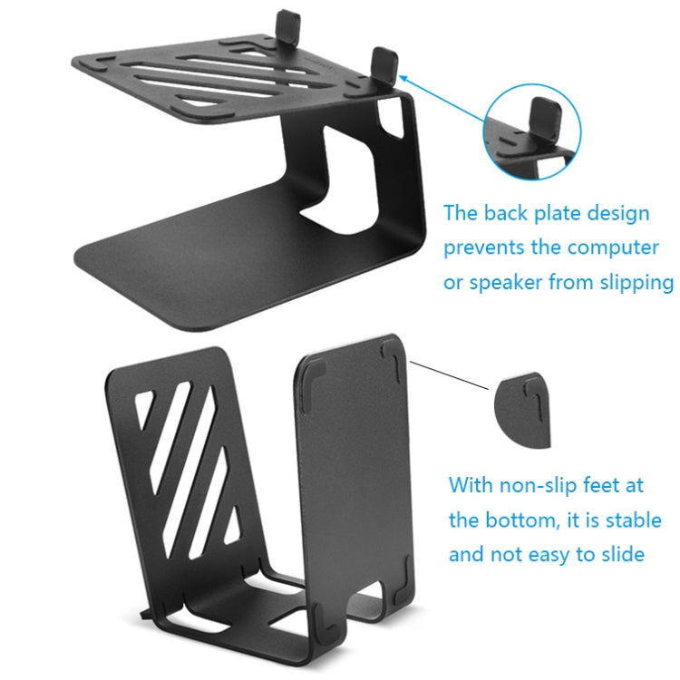 Portable Cooling All-aluminum Speaker Laptop Stand Double Layer - Speaker Bracket by buy2fix | Online Shopping UK | buy2fix