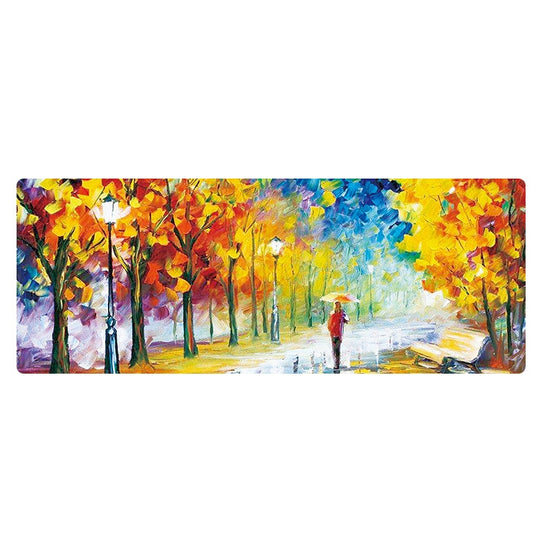 300x800x1.5mm débloqué Am002 grand tapis de souris en caoutchouc de bureau de peinture à l'huile (feuilles d'automne)