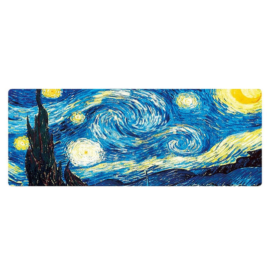 300x800x1.5mm débloqué Am002 grand tapis de souris en caoutchouc de bureau de peinture à l'huile (ciel étoilé)