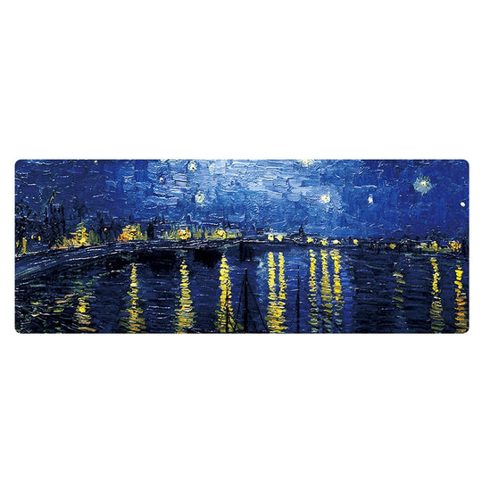 300x800x1.5mm débloqué Am002 grand tapis de souris en caoutchouc de bureau de peinture à l'huile (nuit étoilée)