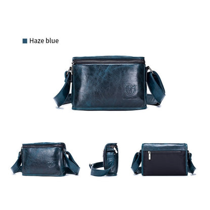 BULL CAPTAIN Leather Shoulder Messenger Bag For Men(Smog Blue) - Single-shoulder Bags by BULL CAPTAIN | Online Shopping UK | buy2fix