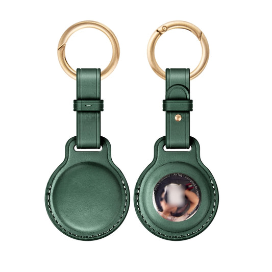 First Layer Cowhide Tracker Cover Pet Child Anti-lost Device Case for AirTag(Green) - Pet Series by buy2fix | Online Shopping UK | buy2fix