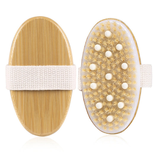 PPR Soft Beaded Boar Bristle Handleless Oval Massage Bath Brush(As Show) by buy2fix